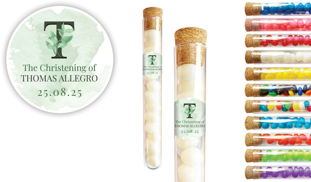 Monogram Green Christening Personalised Test Tubes