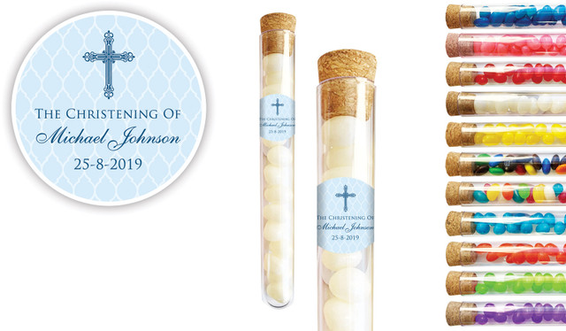 Religious Blue Christening Personalised Test Tubes