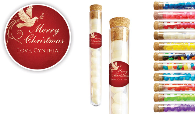 Dove In Gold Christmas Personalised Test Tubes
