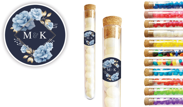 Flowers On Navy Engagement Personalised Test Tubes