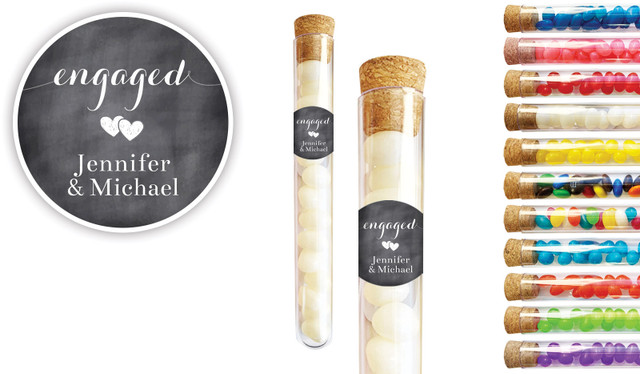 Flowing Words Chalkboard Engagement Personalised Test Tubes