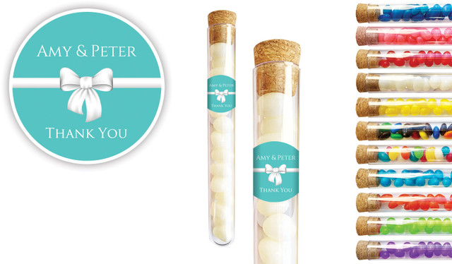 Turquoise Blue Bow Engagement Personalised Test Tubes