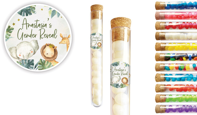 Animals On Safari Gender Reveal Personalised Test Tubes