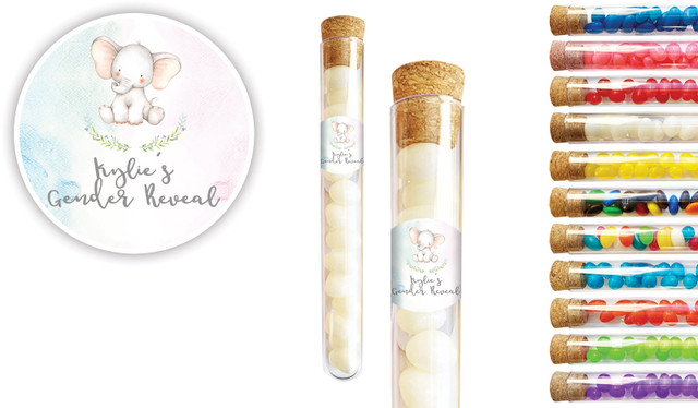 Sitting Elephants Gender Reveal Personalised Test Tubes