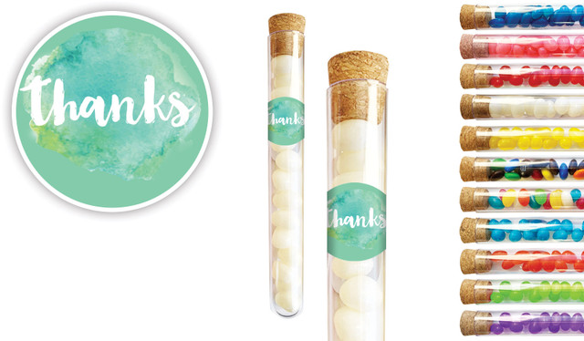 Watercolour Thanks Green Personalised Test Tubes