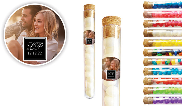 A Photo With Square Wedding Personalised Test Tubes