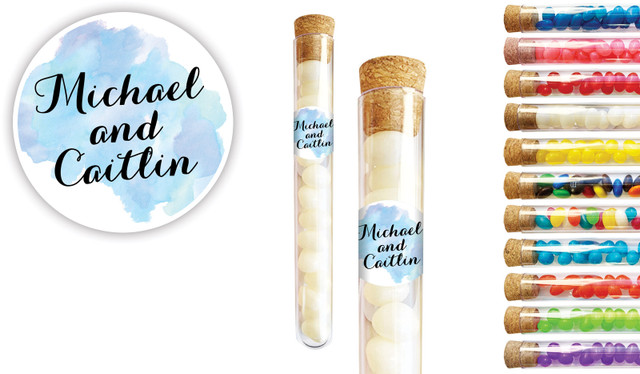 A Splash Of Watercolour Blue Wedding Personalised Test Tubes