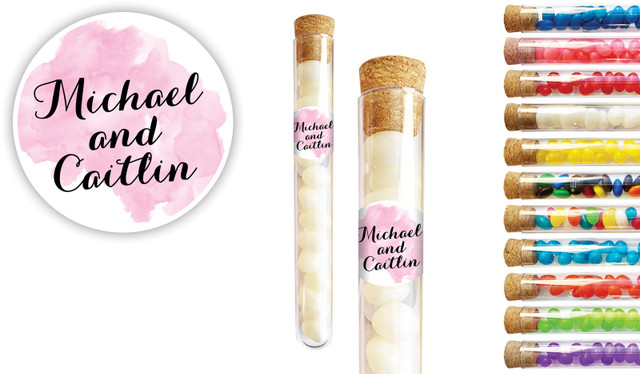 A Splash Of Watercolour Pink Wedding Personalised Test Tubes