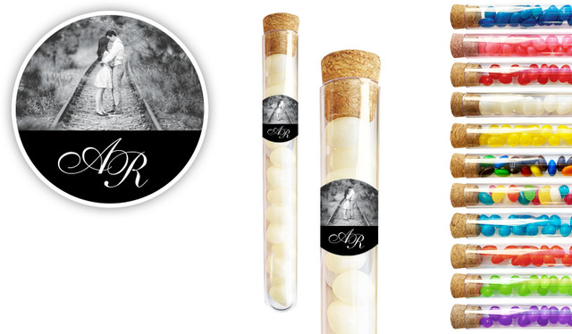 Add A Photo Black Wedding Personalised Test Tubes
