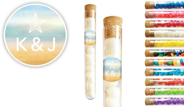 Beach Watercolour Wedding Personalised Test Tubes