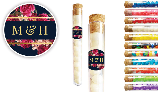 Bold Floral Wedding Personalised Test Tubes