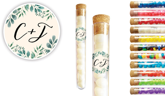 Branches On Cream Wedding Personalised Test Tubes