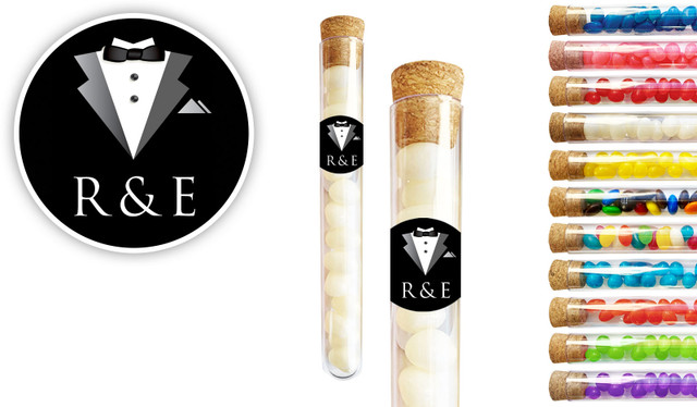 Bride & Groom Suit Wedding Personalised Test Tubes