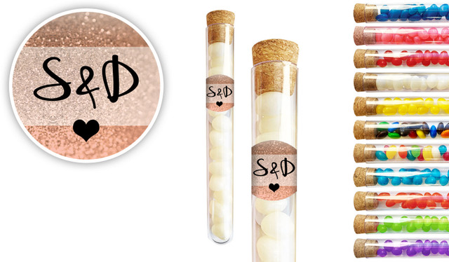 Glitter Rose Gold Wedding Personalised Test Tubes