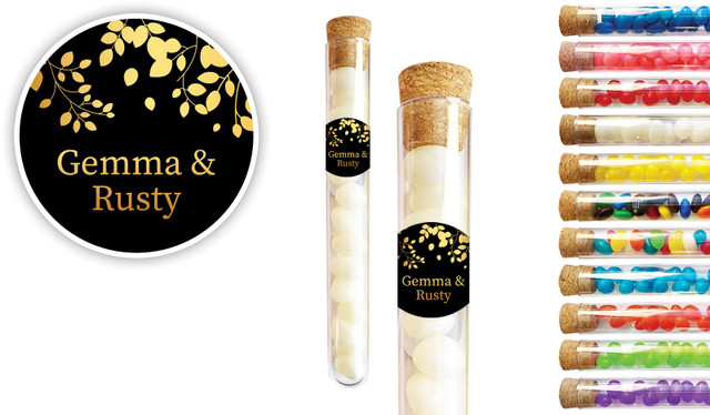 Gold Leaves Wedding Personalised Test Tubes
