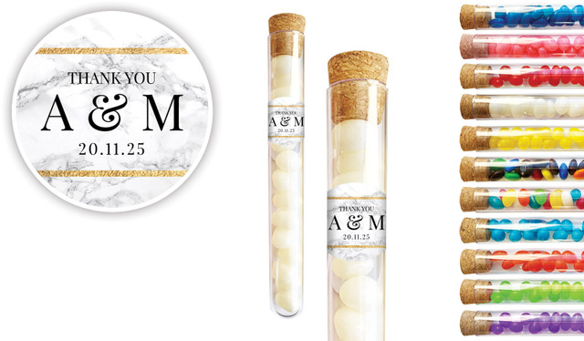 Marble Gold Frame Wedding Personalised Test Tubes