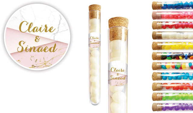 Pink And Marble Wedding Personalised Test Tubes
