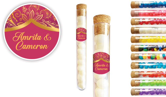 Regal Pink And Gold Wedding Personalised Test Tubes