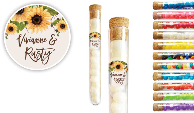 Rustic Sunflower Wedding Personalised Test Tubes