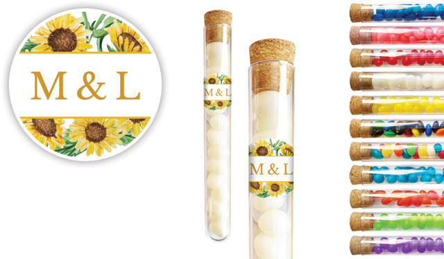 Sunflower Wedding Personalised Test Tubes