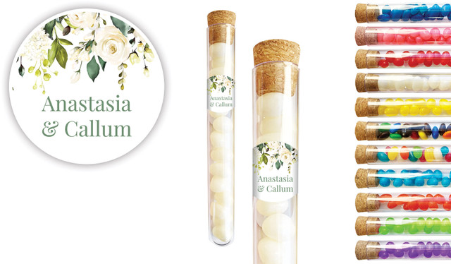 White Roses Hanging Wedding Personalised Test Tubes