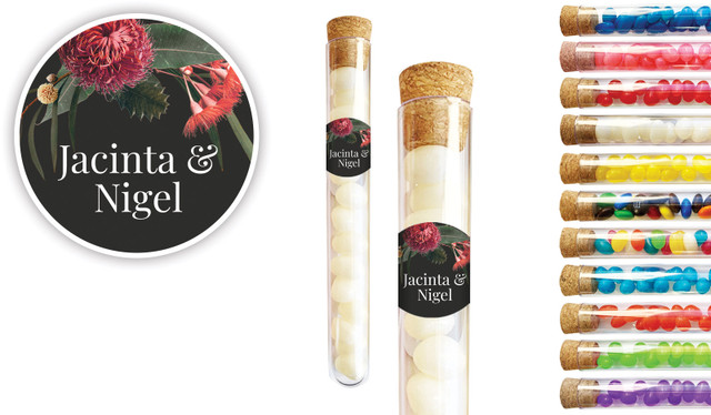 Wild Flowers Dark Wedding Personalised Test Tubes