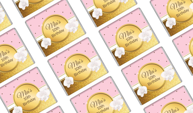 Pink & Gold Custom Birthday Mini Chocolates