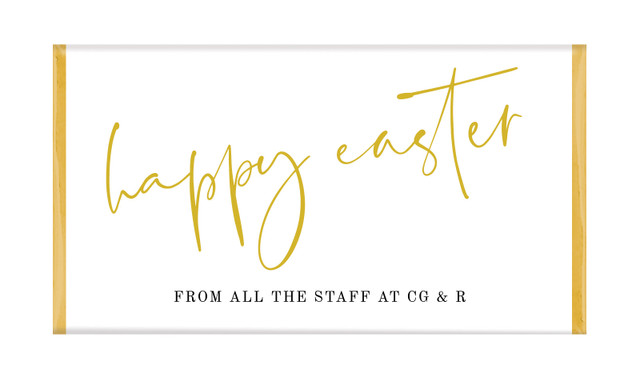 Gold On White Personalised Easter Chocolate Bars