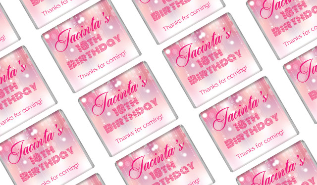 Pink Glam Custom Birthday Mini Chocolates