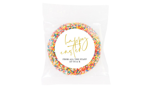 Gold On White Personalised Easter Chocolate Freckle