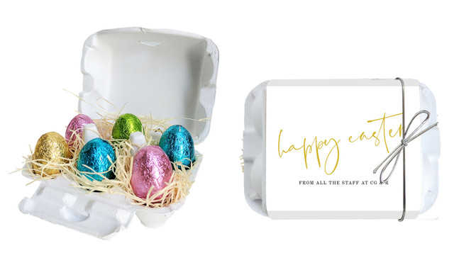 Gold On White Personalised Easter Egg Carton