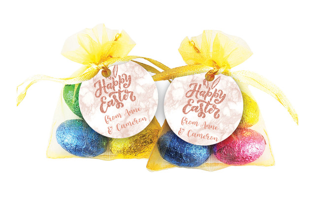 Rose Gold Easter Egg Organza Bag With Tag