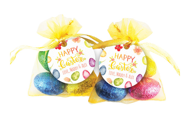 Watercolour Eggs Easter Egg Organza Bag With Tag