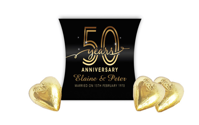 Big Number Gold Anniversary Personalised Pillow Boxes