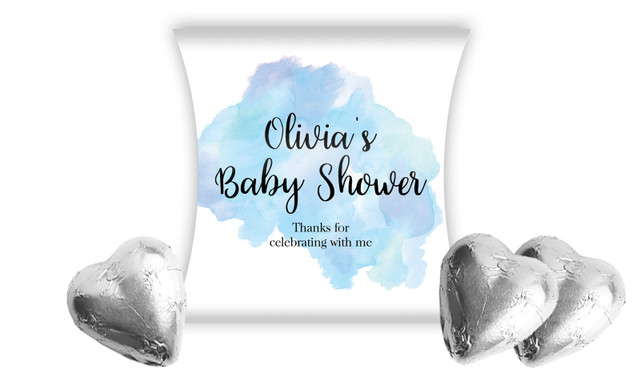 A Splash Of Watercolour Blue Baby Shower Personalised Pillow Boxes