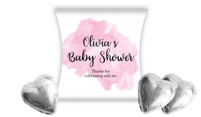 A Splash Of Watercolour Pink Baby Shower Personalised Pillow Boxes
