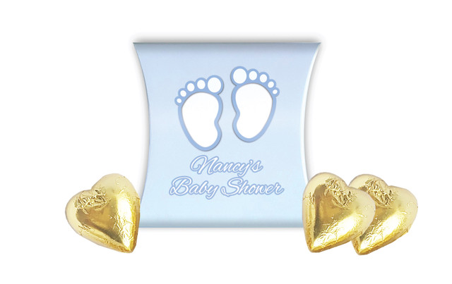 Baby Feet Blue Baby Shower Personalised Pillow Boxes