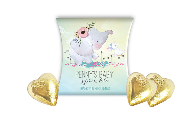 Elephant And Friend Baby Shower Personalised Pillow Boxes