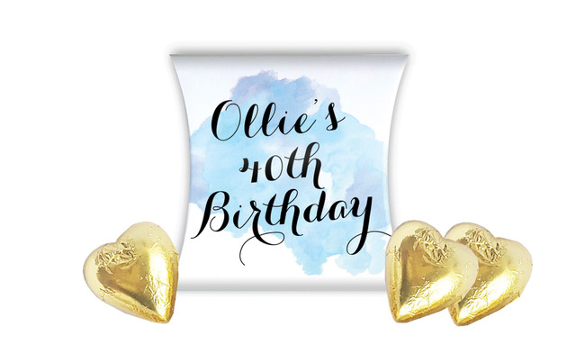 A Splash Of Water Colour Blue Personalised Birthday Pillow Boxes
