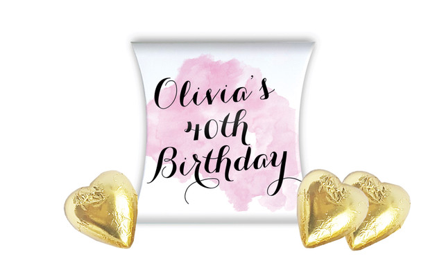 A Splash Of Water Colour Pink Personalised Birthday Pillow Boxes
