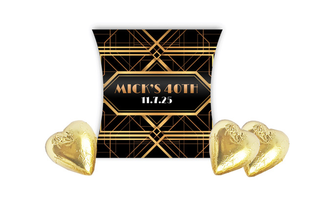 Art Deco Gold Personalised Birthday Pillow Boxes