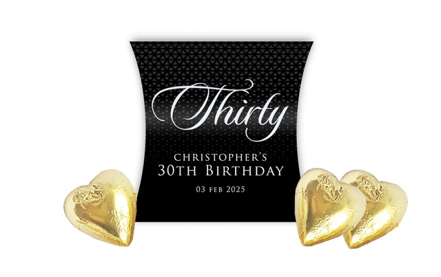 Elegant Black Personalised Birthday Pillow Boxes