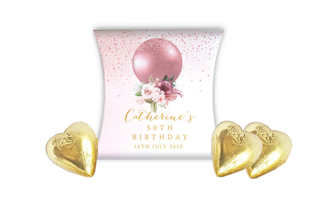 Glitter Balloon Personalised Birthday Pillow Boxes