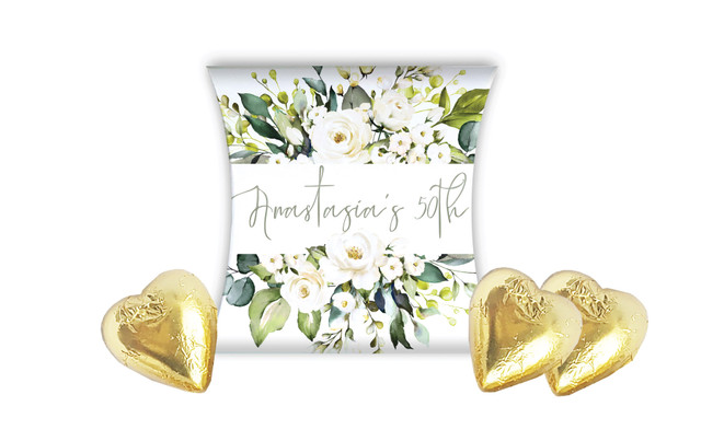 White Roses Personalised Birthday Pillow Boxes