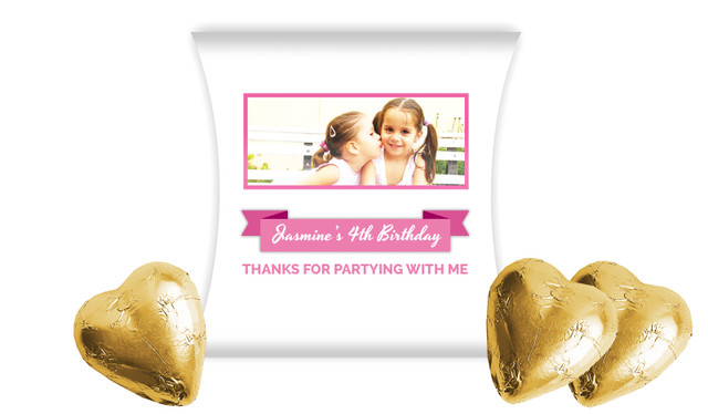Banner Photo Pink Kids Party Personalised Pillow Boxes