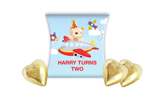 Bear Air Plane Kids Party Personalised Pillow Boxes