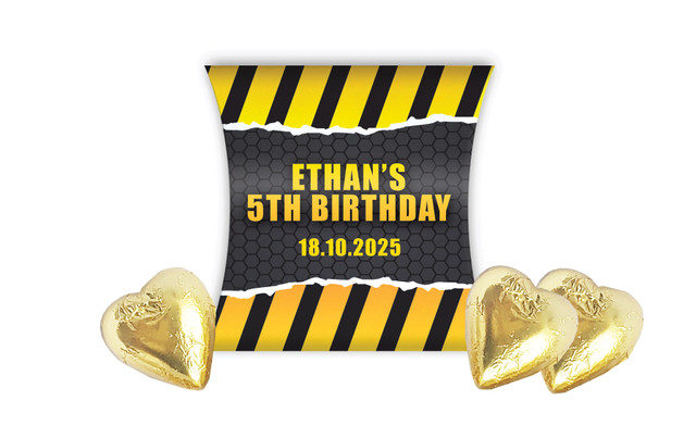 Construction Builders Kids Party Personalised Pillow Boxes