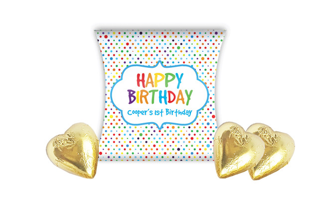 Happy Dots Kids Party Personalised Pillow Boxes
