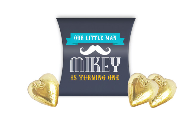 Little Man Moustache Kids Party Personalised Pillow Boxes