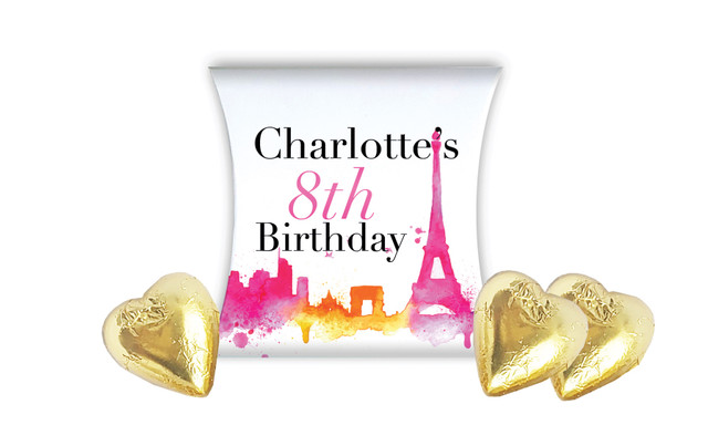 Paris Watercolour Kids Party Personalised Pillow Boxes